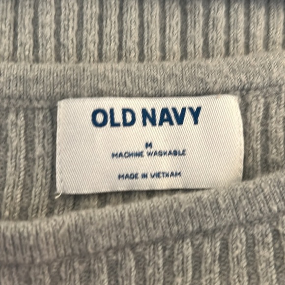 Old Navy Gray Blue Ribbed Square Neck Long Sleeve Cropped Sweater Size Medium - Picture 4 of 6